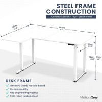 Motiongrey - Electric Motor Height Adjustable Standing Desk, L Shaped Standing Desk, L Shape Corner Desk, Adjustable Computer Sit Stand Desk Stand - L Shape Desk With 63 Inch Table Top (White)