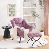 Welnow Lazy Chair With Ottoman Modern Lounge Accent Chair With Armrests And A Side Pocket Leisure Sofa Chair Set Reading Chai