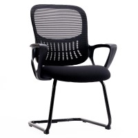 Office Chair No Wheels Set Of 2, Mesh Desk Chairs Without Wheels, Managerial Executive Chair, Sled-Base Ergonomic Home Office Desk Chairs, Computer Chair With Comfortable Armrests And Lumbar Support