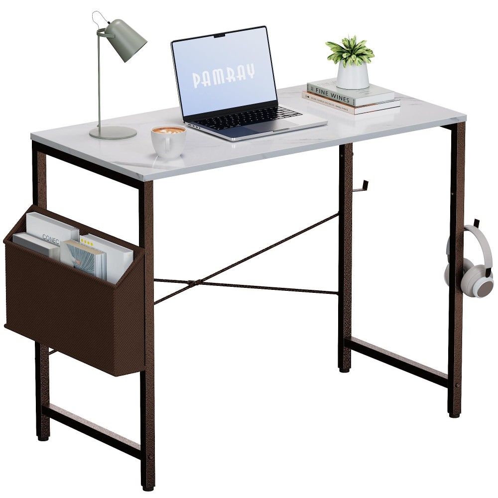 Pamray 32 Inch Computer Desk Small Spaces Desk With Storage Bag For Bedroom Writing And Home Office Work Small Study Desk Table