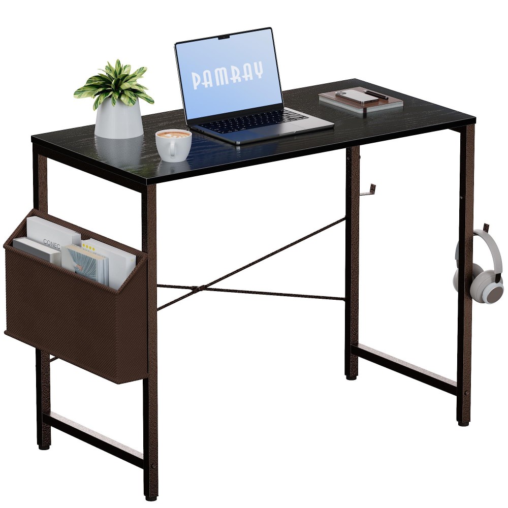 Pamray 32 Inch Computer Desk Small Spaces Desk With Storage Bag For Bedroom Writing And Home Office Work Small Study Desk Table