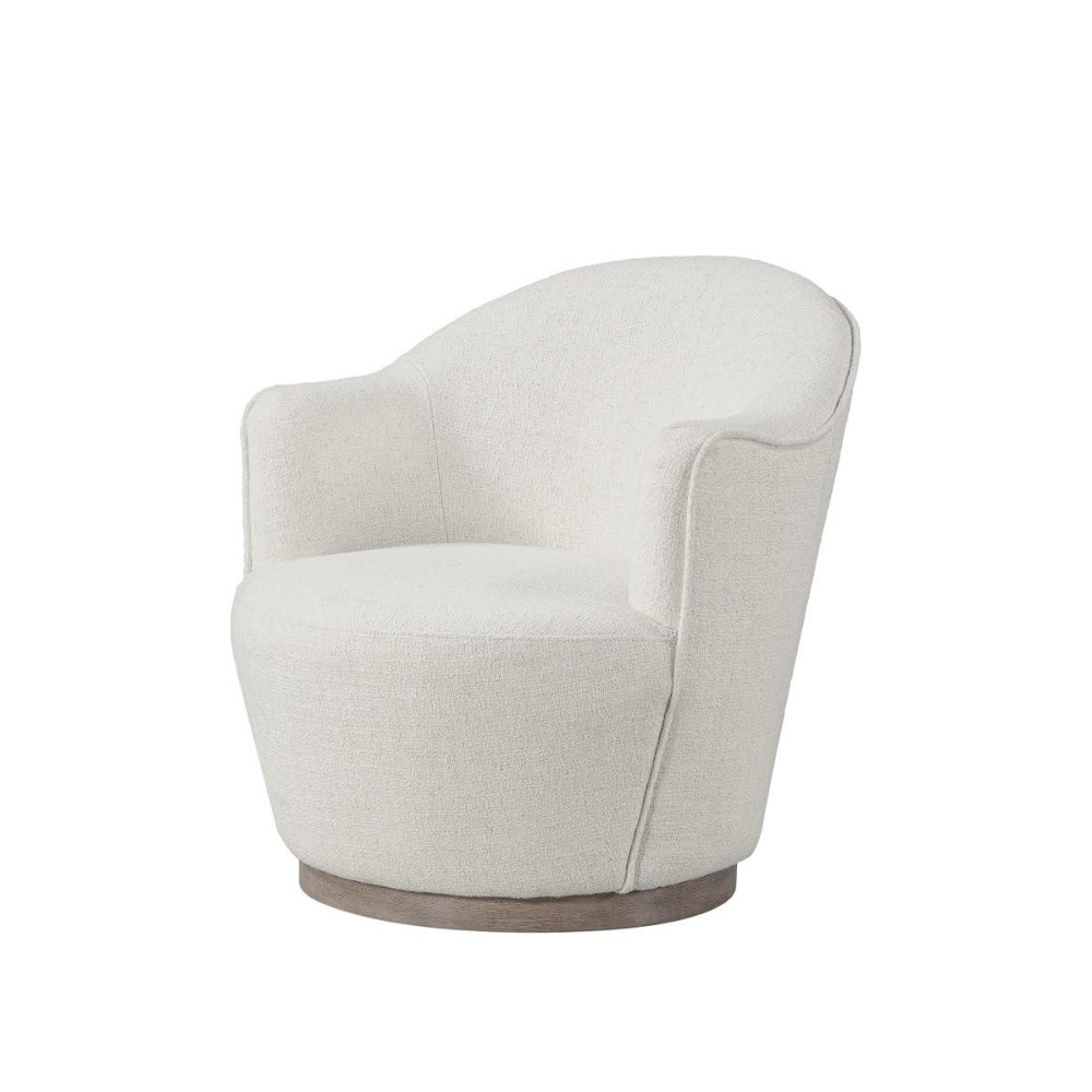 Neos Modern Upholstered Fabric Club Chair With Swivel (Off White)