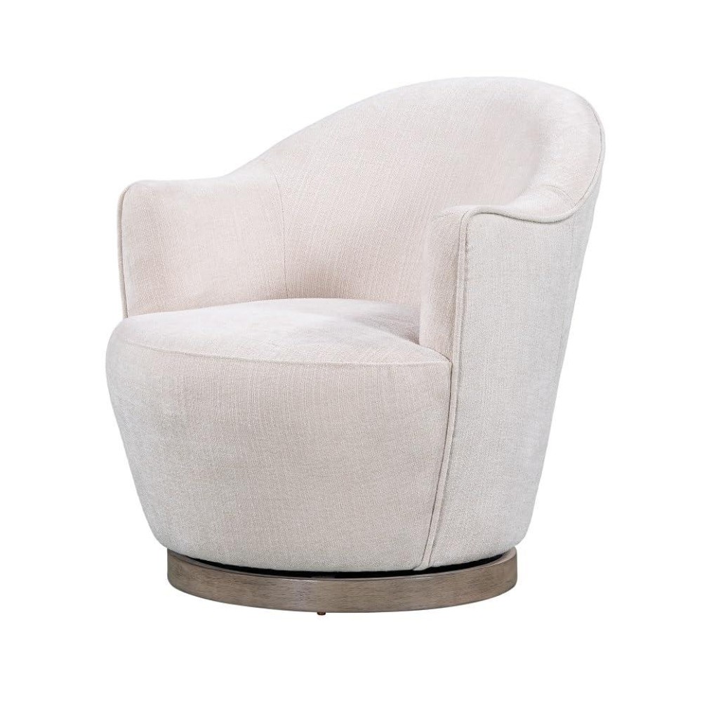 Neos Modern Upholstered Fabric Club Chair With Swivel (Cream)