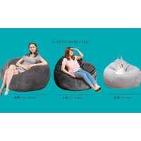 Bean Bag Chairs With Faux Rabbit Fur Cover 4 Ft Giant Memory Foam Bean Bag Chairs For Adultsteens With Filling Ultra Soft Faux