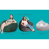 Bean Bag Chairs With Faux Rabbit Fur Cover 3 Ft Giant Memory Foam Bean Bag Chairs For Adultsteens With Filling Ultra Soft Faux