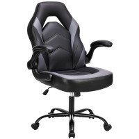 Dumos Computer Game Desk Chair Ergonomic Pu Leather Lumbar Support Height Adjustable High Back Video Game With Flipup Armres