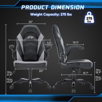 Dumos Computer Game Desk Chair Ergonomic Pu Leather Lumbar Support Height Adjustable High Back Video Game With Flipup Armres