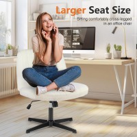 Sweetcrispy Office Chair No Wheels Armless Desk Chair No Wheels Cross Legged Office Chair Wide Swivel Teddy Fabric Home Office