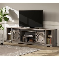 Wampat Modern Farmhouse Tv Stand For Up To 85 Tvs Wood Entertainment Center With Open Storage For Living Room Rustic Grey