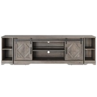 Wampat Modern Farmhouse Tv Stand For Up To 85 Tvs Wood Entertainment Center With Open Storage For Living Room Rustic Grey