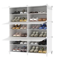 Awtatos Shoe Rack 6 Tier Shoe Storage Cabinet With Door 32 Pair Shoe Organizer Shelves For Closet Hallway Bedroom Entryway Wh