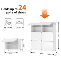 Awtatos Shoe Rack 6 Tier Shoe Storage Cabinet With Door 32 Pair Shoe Organizer Shelves For Closet Hallway Bedroom Entryway Wh