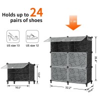 Awtatos Shoe Rack 6 Tier Shoe Storage Cabinet With Door 32 Pair Shoe Organizer Shelves For Closet Hallway Bedroom Entryway Bl