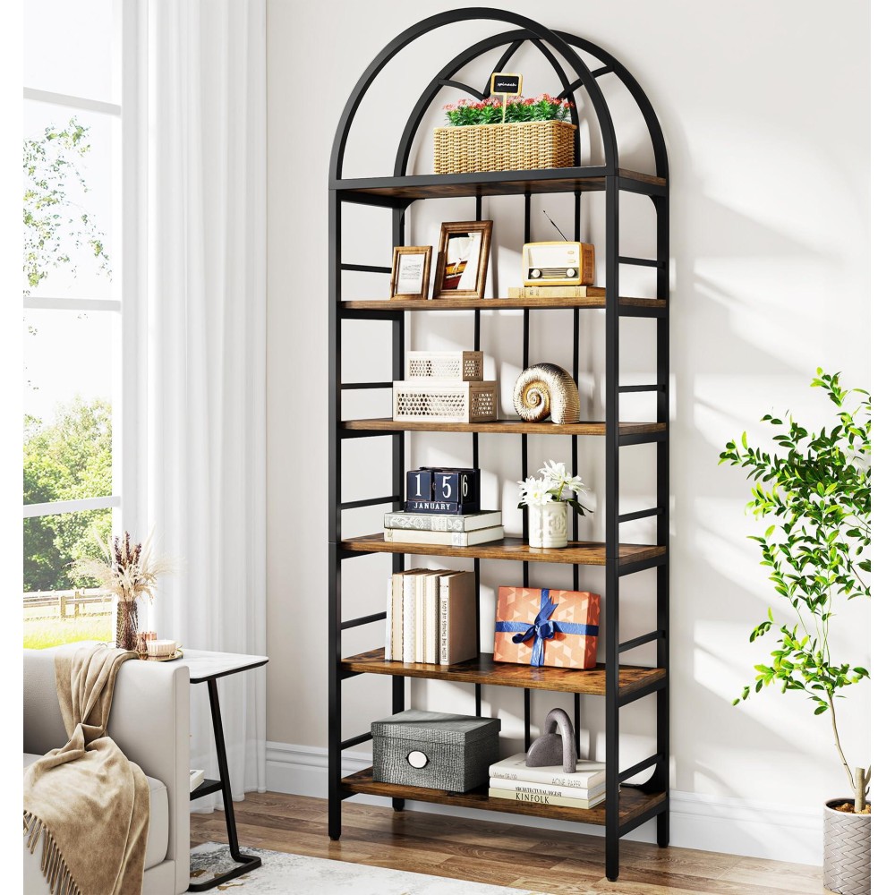 Tribesigns Bookshelf, 6-Tier Tall Arched Bookshelves, 78.7