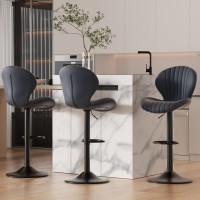 Nalupatio Bar Stools Set Of 3 Modern Swivel Bar Chairs Barstools Counter Height With High Backrest Easy 35 Minute Assembly Fo