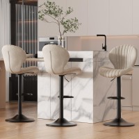 Nalupatio Bar Stools Set Of 3 Modern Swivel Bar Chairs Barstools Counter Height With High Backrest Easy 35 Minute Assembly Fo