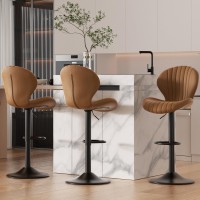 Nalupatio Bar Stools Set Of 3 Modern Swivel Bar Chairs Barstools Counter Height With High Backrest Easy 35 Minute Assembly Fo