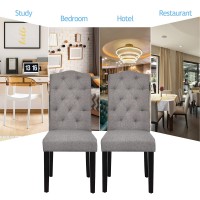 ERGOMASTER Dining Chairs Set of 2 with Anti-Slip Foot Dining Room Chair, Upholstered Fabric Kitchen Chair with Solid Wood Legs for Home Hotel Restaurant Meeting -Grey