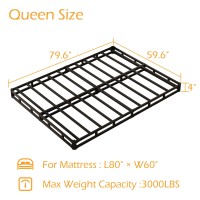 Maenizi Queen Box Spring 4 Inch Low Profile Heavy Duty Metal Box Spring Bed Base With Fabric Cover Mattress Foundation Easy A