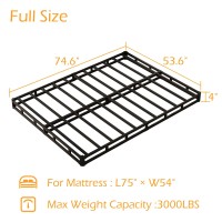 Maenizi Box Spring Full Size Bed 4 Inch Low Profile Heavy Duty Metal Box Spring Bed Base With Fabric Cover Mattress Foundation