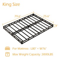 Maenizi King Size Box Spring 4 Inch Low Profile Heavy Duty Metal Box Spring Bed Base With Fabric Cover Mattress Foundation Ea