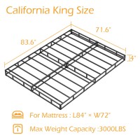 Maenizi Cal King Box Spring 4 Inch Low Profile Heavy Duty Metal Box Spring Bed Base With Fabric Cover Mattress Foundation Eas