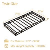 Maenizi Box Spring Twin 4 Inch Low Profile Heavy Duty Metal Box Spring Bed Base With Fabric Cover Mattress Foundation Easy As