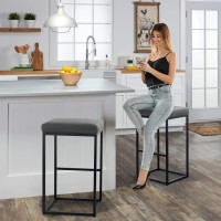 Maison Arts 30 Inch Grey Metal Bar Stools Set Of 2 Water Resistant Comfortable Counter Height Barstools Sturdy Stylish Wit