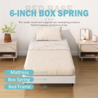 Upcanso Twin Xl Box Spring Bed Base 6 Inch Low Profile Metal Boxspring Xl Twin With Fabric Cover 2000 Lbs Max Weight Capacity