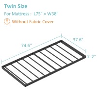 Upcanso Twin Box Spring Bed Base 2 Inch Low Profile Metal Boxspring Twin Bunkie Board 2 Inch 2000 Lbs Max Weight Capacity Matt