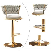 lirrebol Velvet Adjustable Bar Stools Set of 1/2/3/4 Swivel Counter Height Barstools with Back Modern Upholstered Bar Stool Chairs with Gold Base Footrest for Kitchen Island/Pub/Bar, Off White