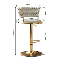 lirrebol Velvet Adjustable Bar Stools Set of 1/2/3/4 Swivel Counter Height Barstools with Back Modern Upholstered Bar Stool Chairs with Gold Base Footrest for Kitchen Island/Pub/Bar, Off White