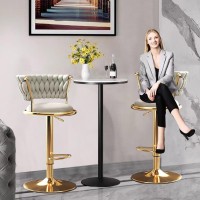 lirrebol Velvet Adjustable Bar Stools Set of 1/2/3/4 Swivel Counter Height Barstools with Back Modern Upholstered Bar Stool Chairs with Gold Base Footrest for Kitchen Island/Pub/Bar, Off White