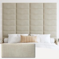 Ifnow Upholstered Wall Mounted Headboard, 3D Soundproof Wall Panels Peel And Stick Headboard For Queen Size, Reusable And Removable Tufted Bed Headboard In Beige(6 Panels, 10