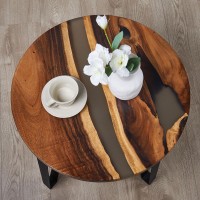 Warmaxx Wood Resin Round Coffee Table 23.5