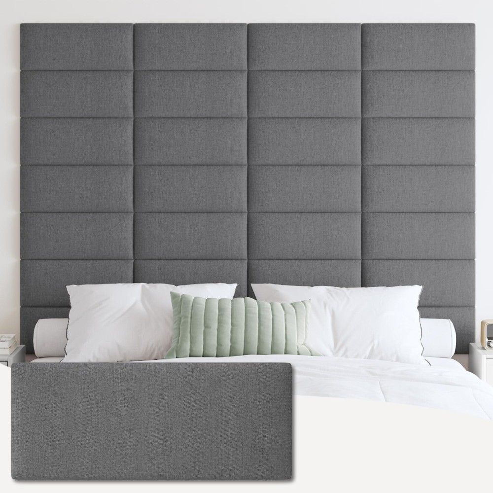 Ifnow Upholstered Wall Mounted Headboard, 3D Soundproof Wall Panels Peel And Stick Headboard For King Size, Reusable And Removable Tufted Bed Headboard In Dark Grey(12 Panels, 10