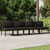 Vidaxl 4-Seater Outdoor Lounge Set In Anthracite, Aluminum Frame With Polyester Cushions, Modular Design, Weather-Resistant Patio Sofa With Comfortable Back Pillows