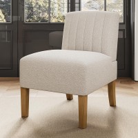 Armless Accent Chairs For Living Room Modern Slipper Chair Living Room Chairs With Solid Wood Legs Makeup Vanity Chair Fabric