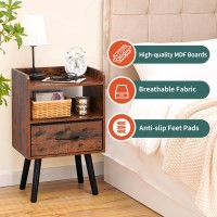 Yoobure Night Stand With Fabric Drawer Modern Nightstand Bedside Tables Mid Century Nightstands With Open Storage Shelf Wood