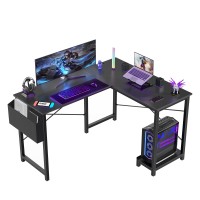 Sweetcrispy L Shaped Computer Desk Gaming Table Corner Desk 50 Inch Pc Writing Desk Study Desks With Wooden Desktop Cpu Stand