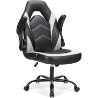 Sweetcrispy Computer Game Chair Ergonomic Desk With Comfy Lumbar Support Pu Leather With Flip Up Armrest Height Adjustable A