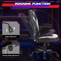 Sweetcrispy Computer Game Chair Ergonomic Desk With Comfy Lumbar Support Pu Leather With Flip Up Armrest Height Adjustable A