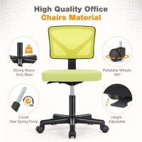 Sweetcrispy Armless Desk Chair Small Home Office Chair With Wheels Mesh Low Back Task Chair With Lumbar Support And Wheels A