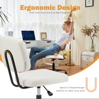 Sweetcrispy Small Office Computer Desk Chair With Wheels And Lumbar Support Comfy Cute Armlees Pu Leather Vanity Rolling Swuvel