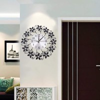 Wall Clock Modern for Mute Bedroom Room Flower for Crystal Decoration Adornment Decorated Wall Clocks