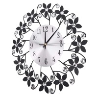 Wall Clock Modern for Mute Bedroom Room Flower for Crystal Decoration Adornment Decorated Wall Clocks