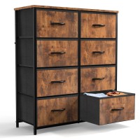 Dresser - Dresser For Bedroom Drawer Dresser Organizer Storage Drawers Fabric Storage Tower With 8 Drawers, Chest Of Drawers With Fabric Bins, Steel Frame, Wooden Top For Bedroom, Closet, Entryway