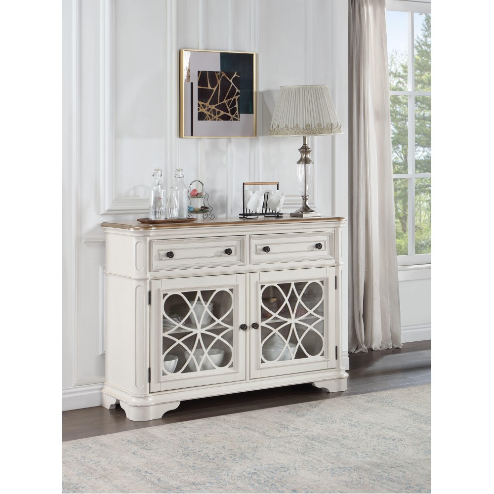 AcME Florian Server, Oak & Antique White Finish DN01656(D0102HR78I2)