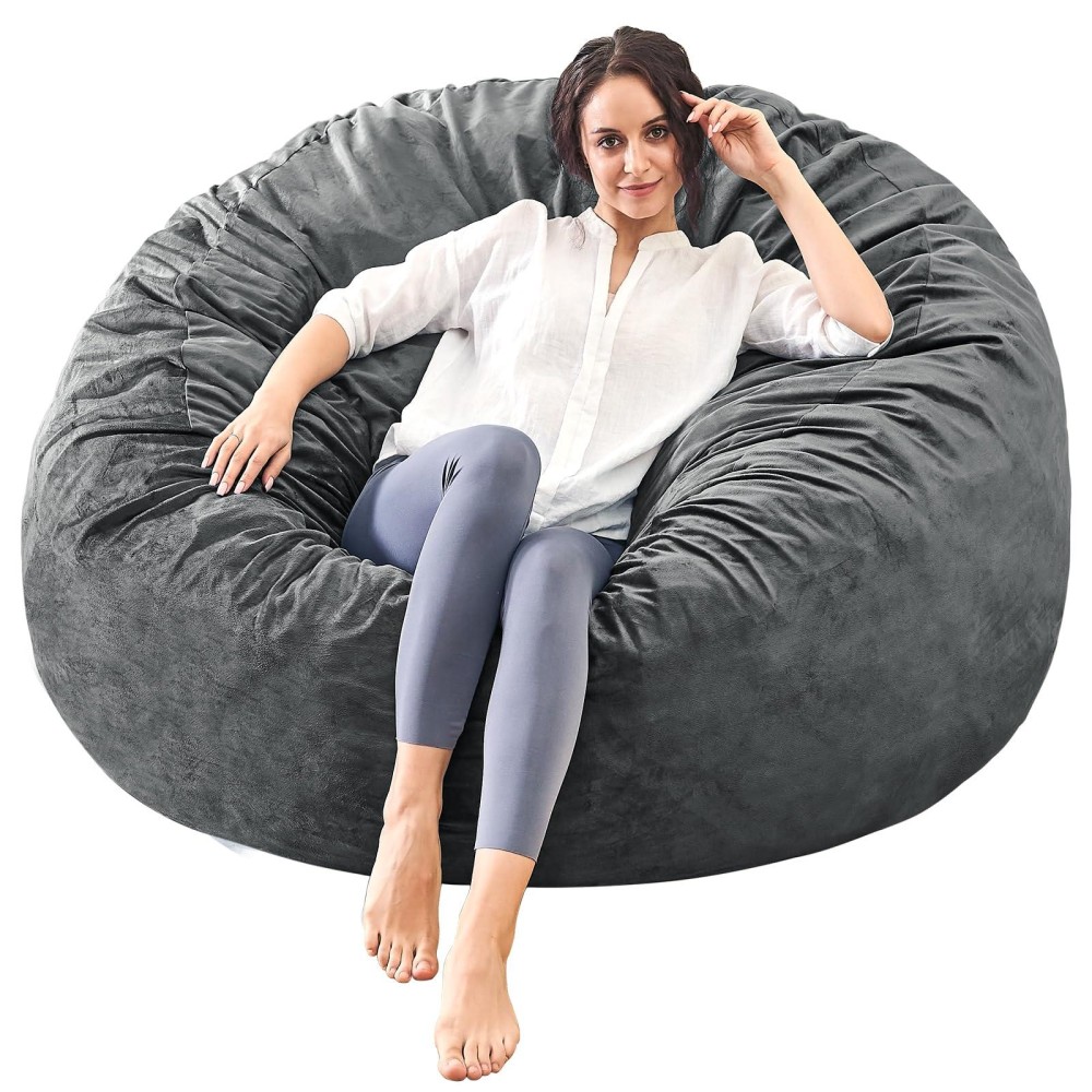 Ilpeod Bean Bag Chairs For Adults Memory Foam Furniture Beanbag Chair Kidsteens Sofa With Soft Micro Fiber Cover Round Fl