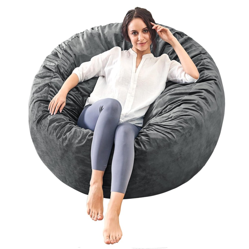 Ilpeod Bean Bag Chairs For Adults Memory Foam Furniture Beanbag Chair Kidsteens Sofa With Soft Micro Fiber Cover Round Fl